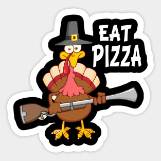 Turkey Eat Pizza Funny Thanksgiving Vegan Sticker